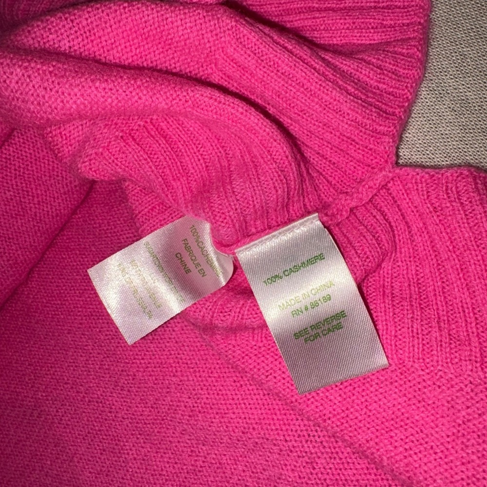 Lilly Pulitzer 100% Cashmere Hot Pink V-Neck Poncho Sweater Womens XS/S Oversize - Picture 6 of 7